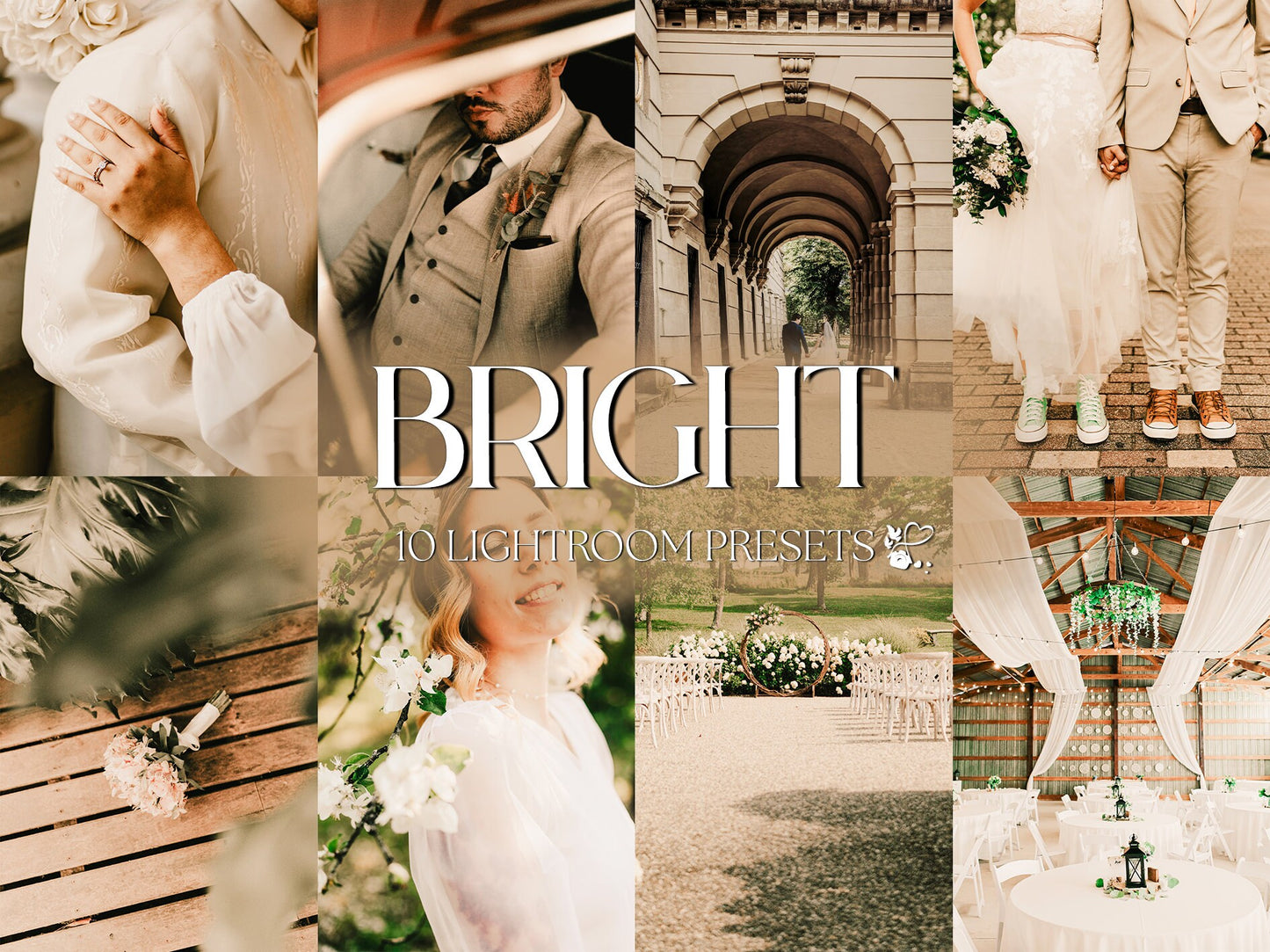 10 Bright Wedding LIGHTROOM Presets Mobile & Desktop