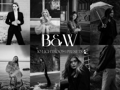 10 B&W LIGHTROOM Presets Mobile & Desktop